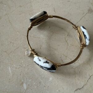 Bourbon and Bowties Gold Bracelet with Black and White Stones